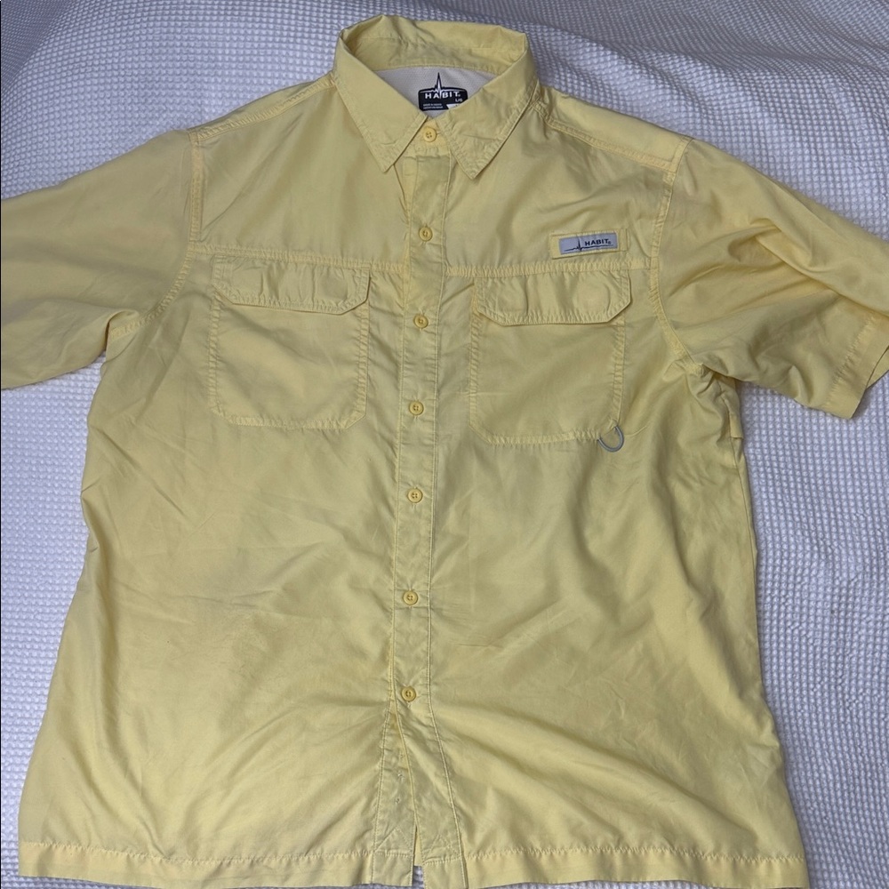 Habit Men's Light Yellow Performance Fishing Shirt - Large